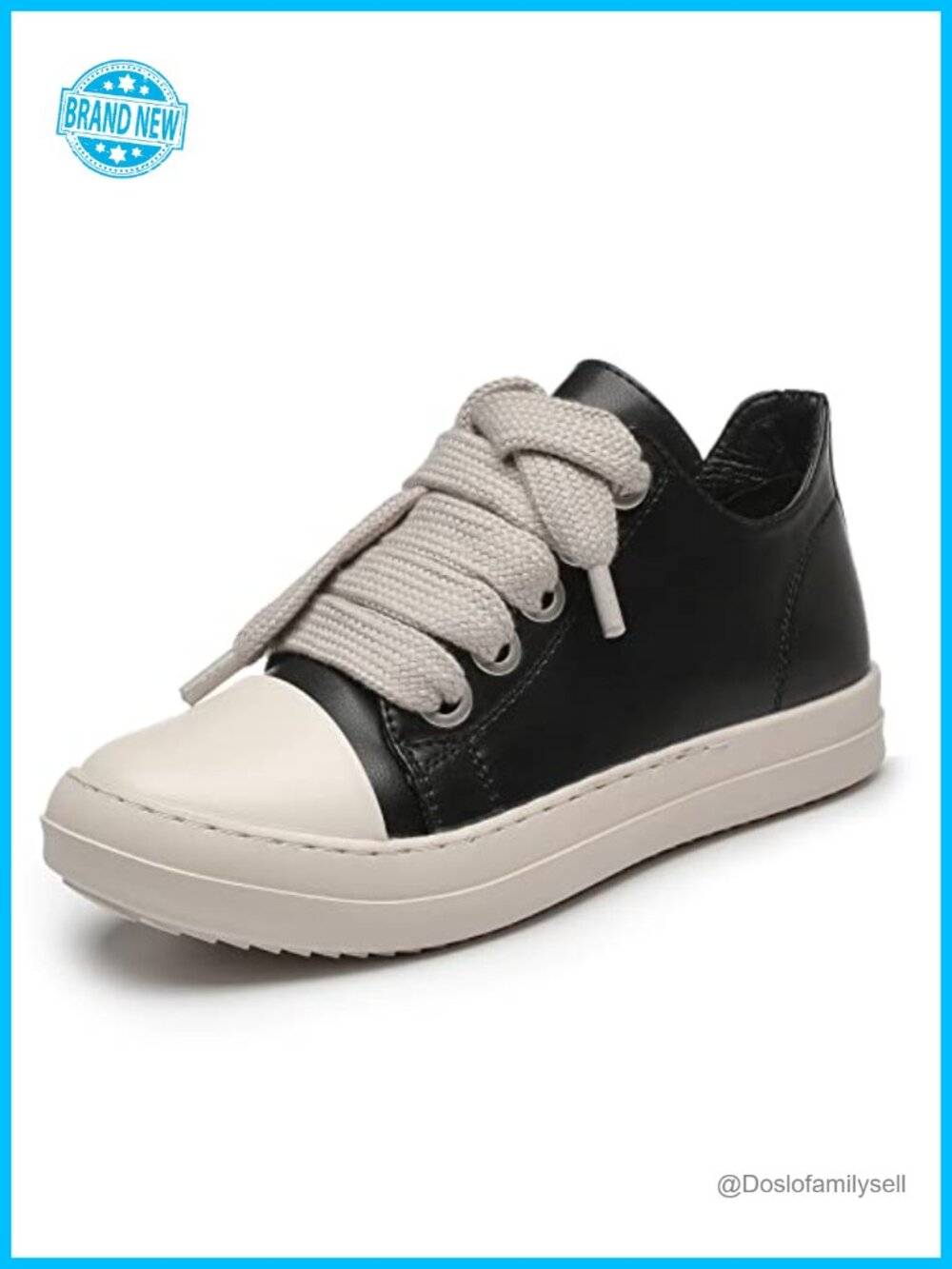 Platform Sneakers Low Top Thick Laces PU Leather Comfort Walking Shoes